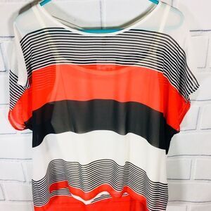 Madison Womens Short Sleeve Semi Sheer SZ Large